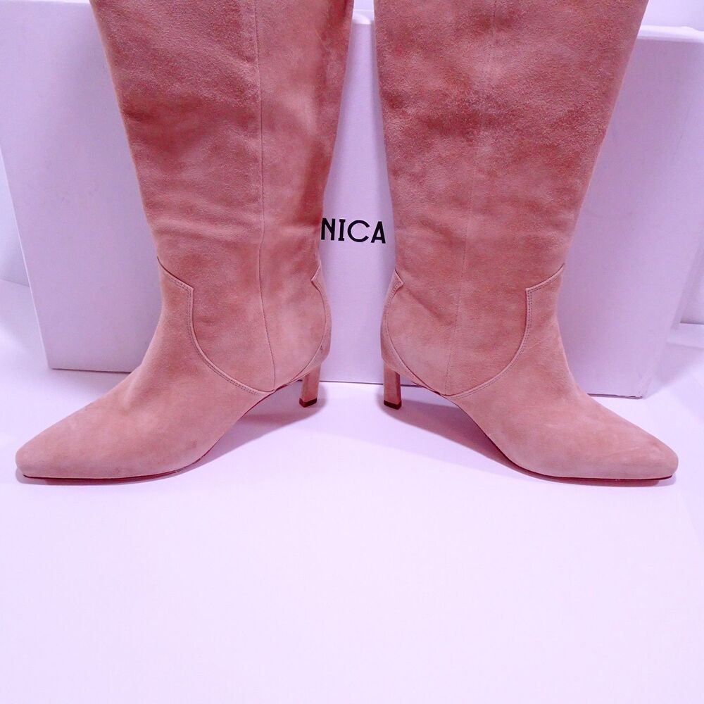 Veronica Beard Kinna Tall Suede Knee High Boots Sz 8 WIDE CALF NIB 780 Sand - Picture 9 of 14